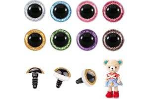 MUCUNNIA 60pcs 16mm Safety Eyes for Amigurumi Glitter Plastic Safety Eyes for Crochet with Washers Craft Crochet Eyes Doll Eyes for Crochet Animals Plush Stuffed Animals DIY Puppet Bear Toy