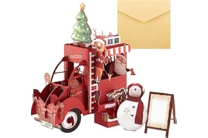Ainvliya 3D Cartes de Voeux de Noël, 3D Pop Up Carte Postale Noel avec Enveloppes Carte, Carte de Vœux de Vacances Père Noël Xmas Scene Carte Cadeau Voeux Romantiques Noel pour Enfants Amis Famille