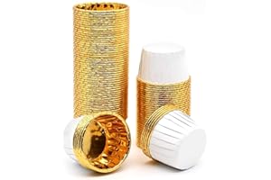 STOUCLA Pirottini per muffin di carta, per cupcake, con rivestimento antiaderente, in pellicola di alluminio, per cupcake, dessert, compleanni, matrimoni, feste (oro bianco, 100 pezzi)