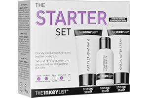 The INKEY List Starter Set, Oat Cleansing Balm, Hyaluronic Acid Serum & Omega Water Cream, Nourishing Skincare Set, Gentle Cleanser, Suitable For All Skin Types