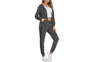 Parabler Jogginganzug Damen Set Trainingsanzug Zweiteiler Frauen Sport Anzug Freizeitanzug Kapuzenjacke&Sporthose S-XXL