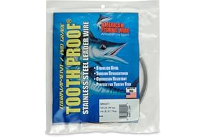 AMERICAN FISHING WIRE AFW Tooth Proof Stainless Steel Single Strand Hard Leader Wire - Bright and Camo for Shark, Barracuda, King Mackerel, Wahoo, Snook Bite Protection for Toothy Critters, Rigging Baits and Lures