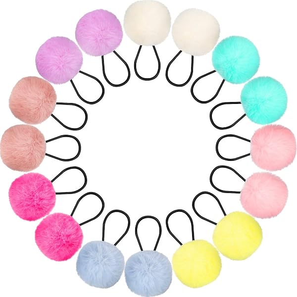 22 Pompon Haargummis Für Mädchen & Frauen – Buntes Set, Weich, Dehnbar, Für Pferdeschwanz & Zöpfe