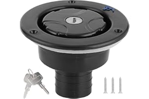 Gorgeri Black Fresh Water Fill Hatch Inlet Round Water Inlet Fill Lock Tank Filling Port W/Key for RV Yacht Camping Suitable for Yacht Camper Trailer(Black)