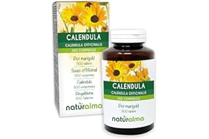 ‎NATURALMA Nagietek lekarski (Calendula officinalis) główki kwiatowe (kwiaty) Naturalma - 150 g - 300 tabletek - Suplement diety - Naturalne i Wegańskie