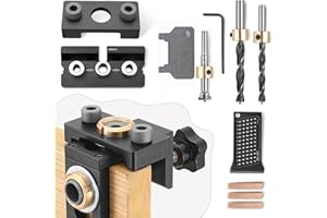 Helangel 8/10/15 mm Jig di perforazione, kit di guida per trapano in legno 3 in 1 con clip di posizionamento, localizzatore di guida di foratura regolabile e scala