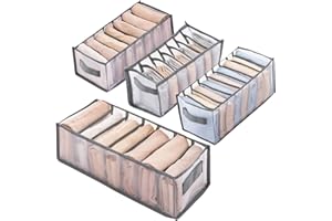KOSHIFU 4PCS Boîte de Rangement Pliable Boîte de Rangement Pour Jeans Boîte de Rangement à Tiroirs Organisateur de Garde-robe pour Rangement Soutiens-Gorge, Sous-Vêtements, Chaussettes