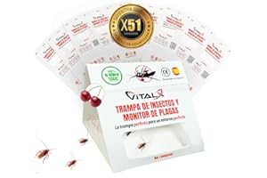 VITALX® SÚPER Pack de 51 Piezas TRAMPAS CUCARACHAS + Olor a Cereza | Trampa ULTRADHESIVA | Anti Cucarachas | Lo Mejor para Eliminar Cucarachas | Trampa Insectos Profesional | Anti Insectos