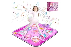 GARNHLOB Tappetino da Ballo per 3-12 anni Tappetini da Ballo Musicale per Bambini Tappeto da Ballo con Luci LED 6 Modalità di Gioco Musica Incorporata Regalo di Compleanno di Natale per Bambini e Bambina