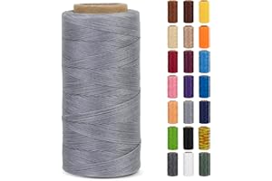 LEREATI Waxed Thread, 284 Yards 150D 0.8mm Leather Sewing Thread Flat Waxed Cord, Leather Repair Weave String for Leather Stitching Sewing, Bookbinding, Bracelets, DIY Crafts (Light Gray)