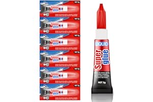 ALECPEA Super Glue, 6-Pack Single-Use Tubes 3 Gram Each, Super Fast, Thick & Strong Adhesive Superglue, Glue for Hard Plastics, DIY Craft, Ceramics, Frame, Leather, Metal Etc