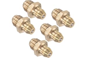 CoCud Gerader Schmiernippel aus Messing | M8x1,25mm Metrisch | Hydraulischer Schmiernippel - (Anwendungen: Zum Ersetzen fehlender oder gebrochener Ölnippel), 5 Stück