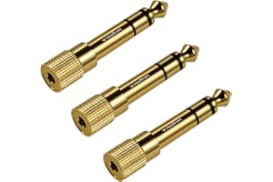 TriLink Kopfhörer Adapter 3er Pack [Vergoldetes Reines Kupfer] 3,5 mm 1/8 Zoll Buchse auf 6,35 mm 1/4 Zoll Klinkenstecker Stereo Audio Adapter Stecker, Gold
