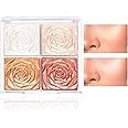 Shimmer Blushers For Cheeks Make Up, 4 Colors Long-Lasting Blush Palette, 3 In 1 Blusher Contouring Highlighting, Natural-Looking Powder Smudge-proof & Sweat-Resistant Blush for Women (02)