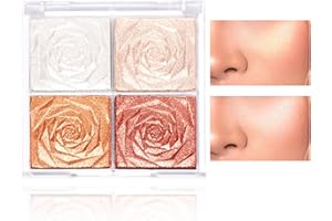 GEEWHILE Shimmer Blushers For Cheeks Make Up, 4 Colors Long-Lasting Blush Palette, 3 In 1 Blusher Contouring Highlighting, Natural-Looking Powder Smudge-proof & Sweat-Resistant Blush for Women (02)