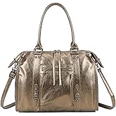 Double Tree Sac à Main Cabas Femme Irisé Pour Les Cours - Sac Bowling Fourre-Tout Travail Format A4 - Similicuir Brillant Dét