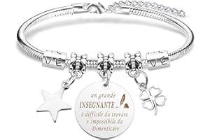 BOMEON Bracciale Maestra Fine Anno Regalo Regali Originali Maestre Fine Anno Regalo per Insegnante Idee Regali Maestre Natale Compleanno Grazie Regali per Maestre Asilo Elementare Regalo Collega Maestra