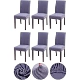 Boumedo Bamboo Nano Fabric Lycra Washable 6-Piece Chair Cover Elastic Chair Cover (6PCS) (Grey)