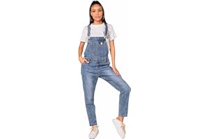 Nina Carter Damen Latzhose Jeans Boyfriend Denim Overall Jumpsuit Used-Look Sommeroverall