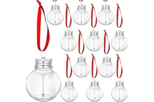 AWLEYNZ 12 Stücke Weihnachtskugel Trinkglas, Wiederverwendbar Christbaumkugeln zum Befüllen, Weihnachtskugeln für Getränke, Transparente Trinkkugeln für Weihnachtsfeier-Dekoration (Silber, 250ML)