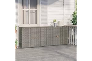 Festnight Gartenschrank Rattan Outdoor Schrank Rattanschrank Gerätebox Spind Terrassenschrank Balkonschrank Grau 198x55,5x80 cm Poly Rattan