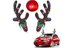 HUIKUANGEU Décoration Noël Renne Voiture,Voiture Costume de Renne,Voitures Rennes de Noël,Décoration de Renne Voiture,Reindeer Antlers Car Kit,Décoration de Noël,pour Camion Van SUV