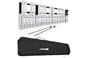 DREAMADE Glockenspiel, 30 Note Xylophone Pliant avec 2 Maillets, Xylophone en Aluminium Cadre en Bois avec Sac de Transport, Instrument de Percussion pour Enfant et Adulte