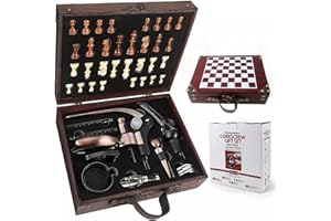 ZBPASL Scatola di Legno Accessori per Il Vino Set Regalo,Set per l'apertura del Vino,Cavatappi per Vino,Tappo del Vino,Versatore di Vino (stile 01)