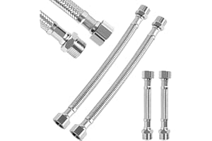 AOROPS Flexschlauch 3/8, 4 Stück 304 Edelstahl Flexschlauch Panzerschlauch 3/8 Zoll, Flexibler Armaturenschlauch Verlängerung Armaturenschlauch für Wasserhahn Bad WC(20cm/10cm)