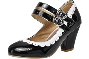 Damen Blockieren Ferse Mary Jane Schuhe, Höhe Ferse Pumpe Runde Zehen Klettverschluss Party Schuhe Bogen Mode, Gr 32-48