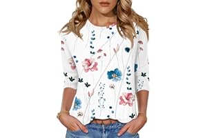 Kistore 3/4 Length Sleeve Shirts for Womens Pleated Summer Tops 2025 Fasion Trendy Spring Blouses