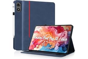AsWant Coque pour Redmi Pad Pro 5G 2024/Xiaomi Poco Pad 12,1 Pouces - Étui Housse de Protection Cuir PU avec Fonction Support/Portefeuille Coque Tablette (Bleu)