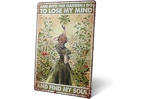 MSKS Vintage Metal Tin Sign Gardening Retro Fun Metal Tin Sign I Go to Lose My Mind and Find My Soul Home Wall Decor Wall Decor For Bars Hippie Girl Poster Vintage Sign for Home Coffee 20cmx30cm