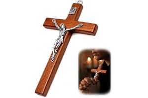 NYVOR Jesus träkors, 7 x 12,5 cm kors med upphängningshål för väggen reliefmönster, jesuskreuz av trä, gåva för religiöst, kristen kors, inredning