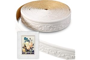 Zamety Bianco Modanatura Adesiva per Pareti, Pratico Pannelli Adesivi per Pareti Impermeabile in 3D, Alla Moda e Bella Battiscopa Adesivo， Applicare a Cornici, Soffitti, ecc.