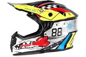 HELMBLAZIA Kinder Motocross Helm, ECE R22.06 Zertifizierung, Scooter Roller Helm, Crosshelm Helm Motorrad MTB Enduro Quad Offroad DH Helm, Roller Ski ATV Fullface MTB Helm, Downhill Motorradhelm Kinder