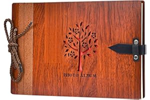 ZEEYUAN Album Fotografico in Legno Album Foto Fai da Te delle Nozze Book Foto degli Ospiti 80 Pagine Libro dei Viaggio Anniversario di Compleanno Regalo di San Valentino per Madre Padre