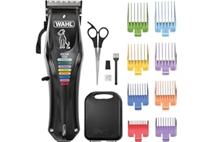 WAHL Colour Pro Rechargeable Pet Clipper, Clippers with Coded Combs, Full Coat Grooming for Dogs, Low Noise, Corded/Cordless Dog Clippers, Black