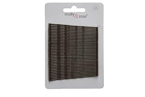 MOLLY & ROSE Card of 36 Hair Kirby Grips Bobby Pins 65mm-Brown