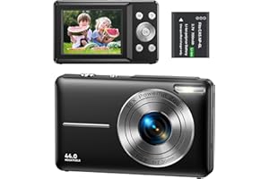 NICAMERY Kompaktowy aparat cyfrowy 1080P 44 MP, 16-krotny zoom cyfrowy z ekranem LCD 2,4 cala, kamera cyfrowa do vlogowania dla dzieci, nastolatków, początkujących, chłopców, dziewcząt (czarny)