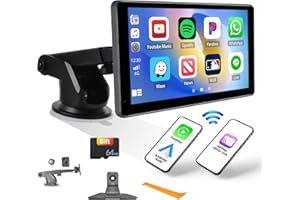 OILIEHU 7 inch Portable Car Stereo with Wireless Apple CarPlay & Android Auto, 1080P Touch Screen Portable Car Radio Audio with Airplay Mirror Link AUX-in Bluetooth FM Transmitter for 7-32V Car + 64G TF Card