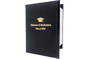 GraduatePro Porte Diplome Certificat A4 Couverture 2025 Université Papier lisse Noir