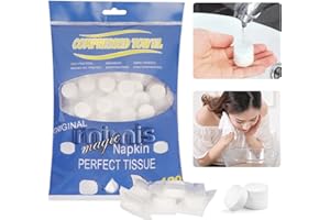 Unaone komprimierte Handtücher 100 Stück,Einweg Tragbarer Gesichtstuch,Mini Handwischtücher Form von Tabletten,Reisen Gesichtstücher Tabletten,Handtuchpillen Handtuc Hpillen für Unterwegs Camping,Blau