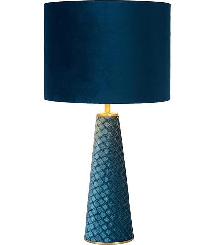 lampe de table bleue avec une touche de rétro et une touche de moderne 25 cm E14