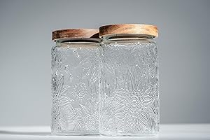 Airsien Barattoli di vetro ermetici 1000ml 2er-Satz, Ideale per Conservare Caramelle, Ideale per Conservare Caramelle, Caffè, Tè, Pasta, Coperchio con Guarnizione in Silicone(2, Girasole)