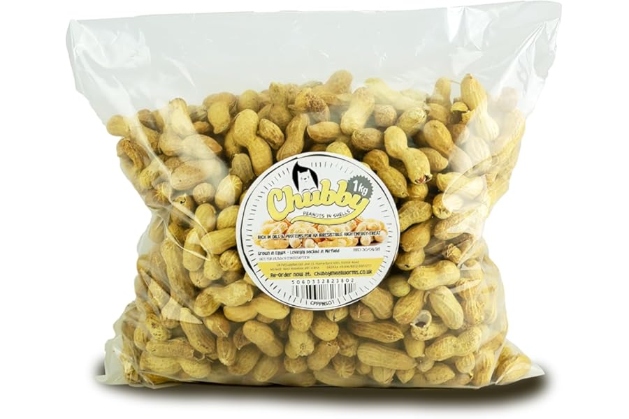Chubby Peanuts in Shells for Squirrels (1 Kg), Aflatoxin Free Monkey Nuts for Squirrels, Premium All Natural Food, Peanuts for Squirrel, Chipmunks, Cardinals & Jays - with Compostable Bag