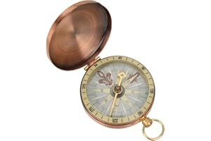 DAUERHAFT Brújula de reloj de bolsillo, brújula de reloj de bolsillo con cubierta abatible de cobre de metal retro vintage, brújula ligera, compacta y robusta portátil, herramientas de navegación al a