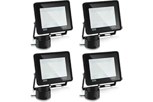 ‎LOSPITCH Lospitch 4x50W Strahler Außen, 4250LM Fluter 6000K Kaltweiß Superhell Außenstrahler, IP66 Wasserdicht Sicherheitslampe Scheinwerfer für Garten Innenhöfe (Kein Stecker)