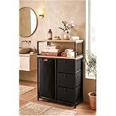 miyuhome 3 &Ccedil;ekmeceli Metal Kızaklı &Ccedil;amaşır Sepeti 40 LT Kirli Sepeti 2 Raflı Banyo Dolabı Kirli Sepeti Siyah 60 x 100
