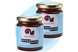 HASEL HERZ Hasel-Herz Organic Nut Nougat Cream Bread Spread 2 Glasses x 220 g | Sweetened with Coconut Blossom Sugar, No Palm Oil | 35% Nut Content, Controlled Organic Cultivation, Not Vegan
